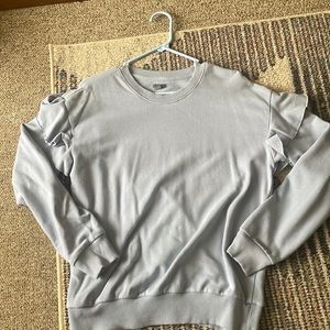 Aerie light blue ruffle sleeve crewneck